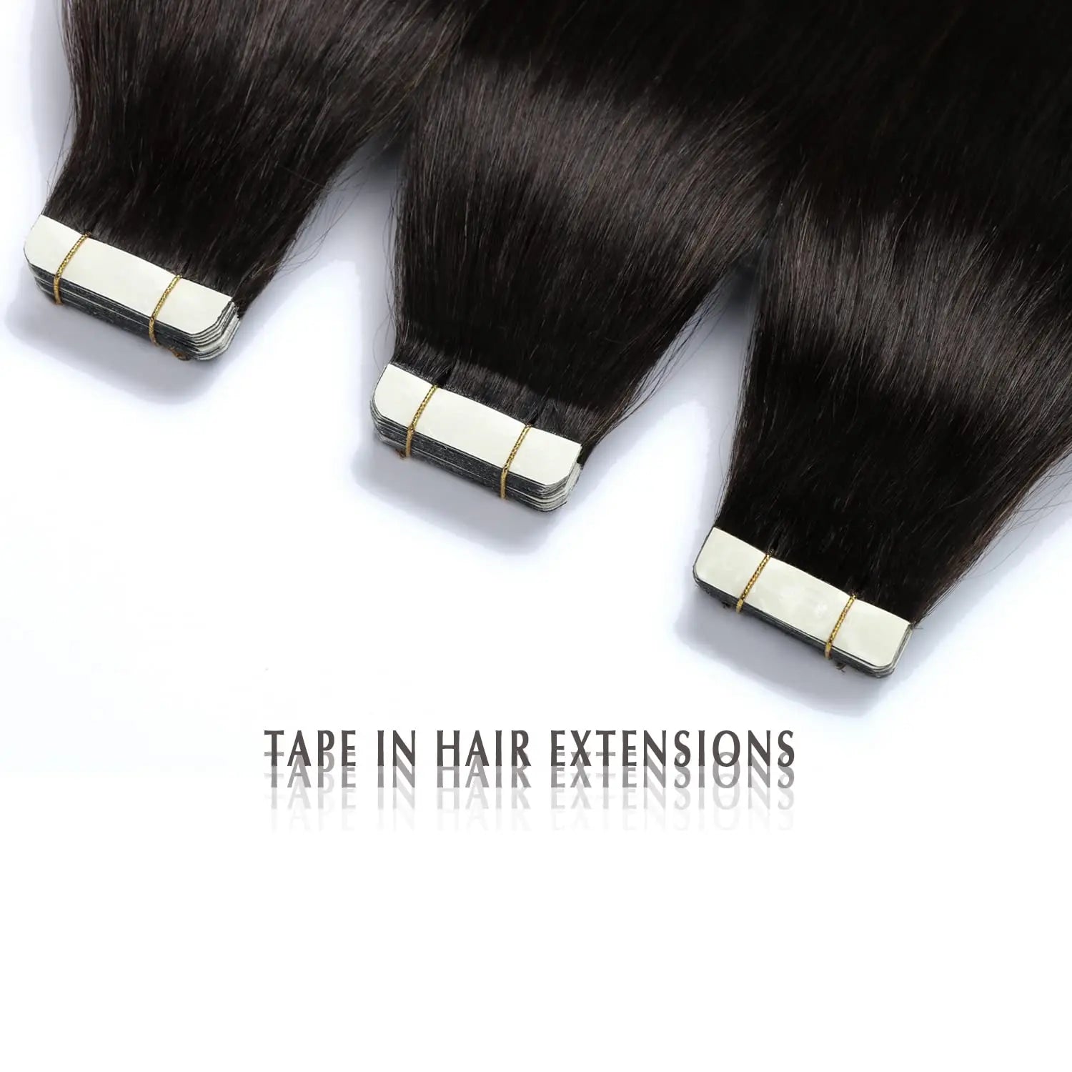 Tape in Hair Extensions Human Hair Straight #1B 100% Brazilian Human Hair 18 inch 20pcs Seamless Skin Weft Tape in Extensions