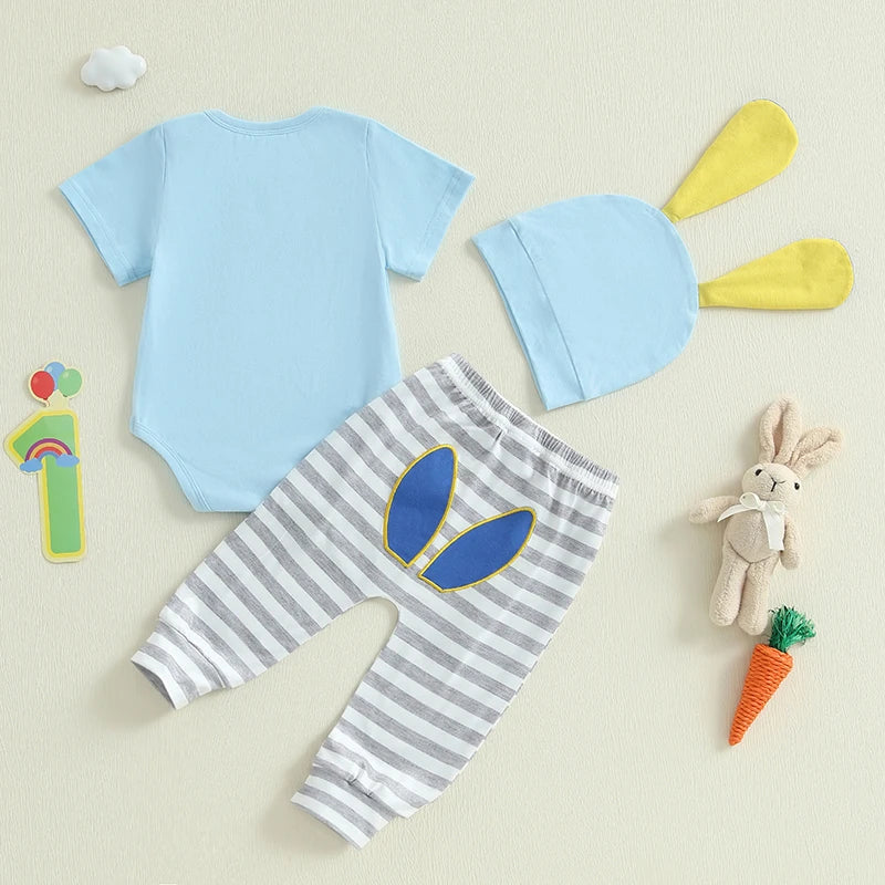 Baby Girl Easter Outfits Floral Print Sleeveless Romper with Ruffle Shorts and Headband 3 Pcs Set for Toddler Girls