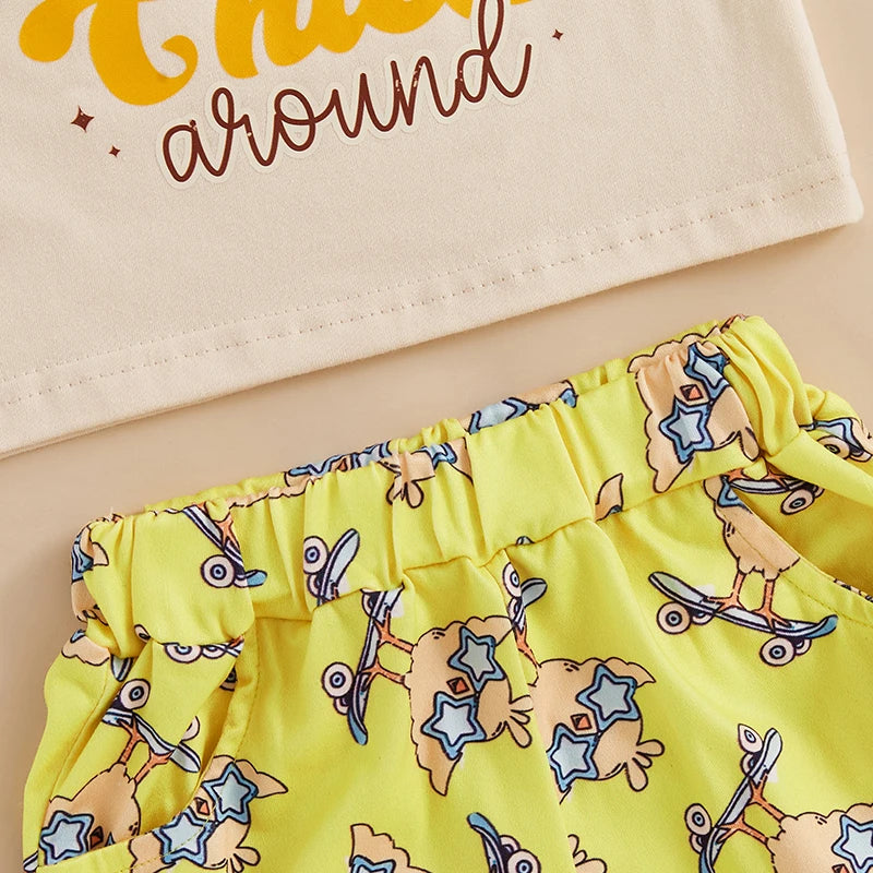 Baby Easter Outfit Bunny Print Short Sleeve Shirt and Shorts Set with Elastic Waistband for Comfort