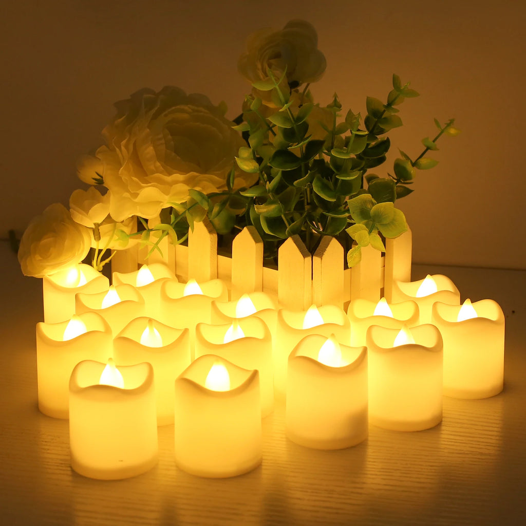 Flameless Tea Light Candles Battery Operated Votive LED Tealights with Paper Lampshade for Wedding Valentine Halloween Christmas