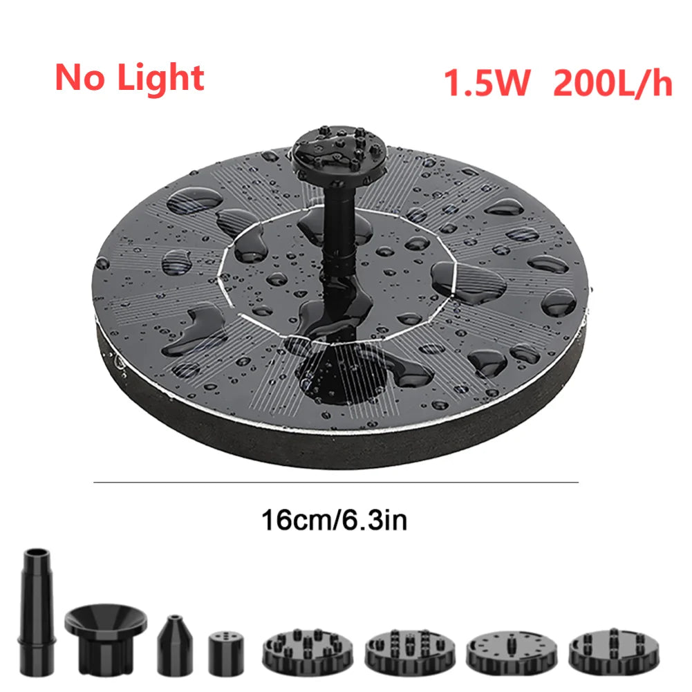 Solar Floating Fountain Bird Baths Water Fountain Outdoor Solar Panel Water Pump Pool Pond Floating Decoration Garden Waterfall