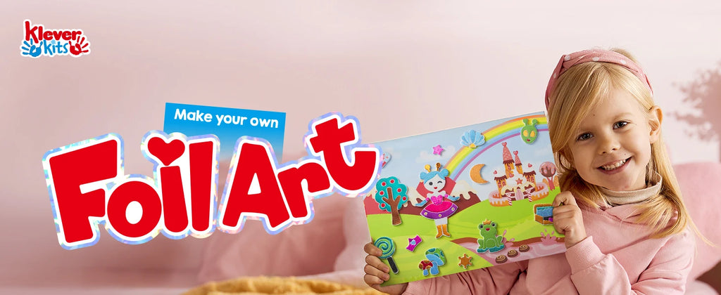 JOYFY Foil Art Kit Arts & Crafts Supplies Mess Free Coloring Foil Foam Stickers Creative Travel Toys for Kid Birthday Gifts