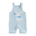Easter Bunny Embroidered Sleeveless Romper Jumpsuit Square Neck Bodysuit for Infant Boys and Girls Cute Holiday Outfit