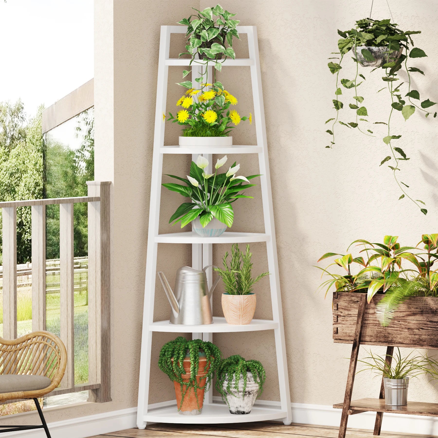 Tribesigns Bookcase Corner Book Shelf Rack Wood Bookshelf Storage Shelves