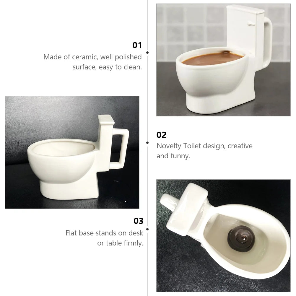 Toilet Coffee Mug Funny Ceramic Water Bottle Novelty Beer Cup Home Office Use Cartoon Design Easy Clean Polished