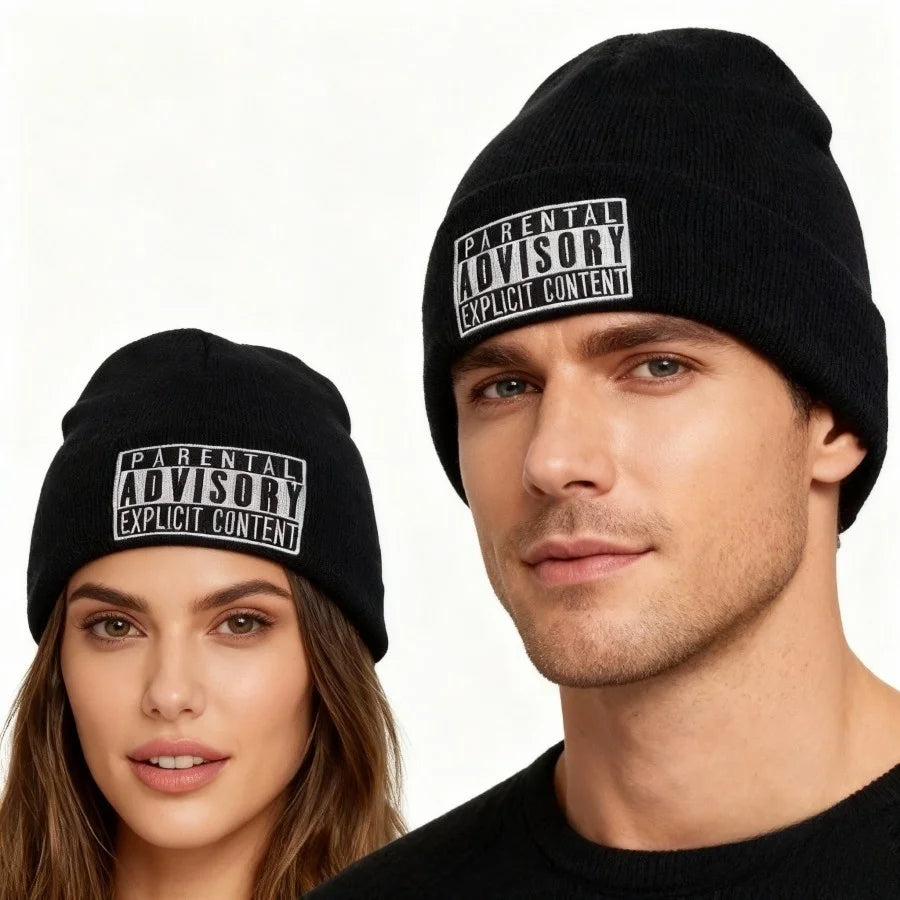 kumim Men's, Women's, Couple's, Letter Embroidered Autumn And Winter Warm Knitted Hat, Pullover Knitted Yarn Hat, Gift Giving