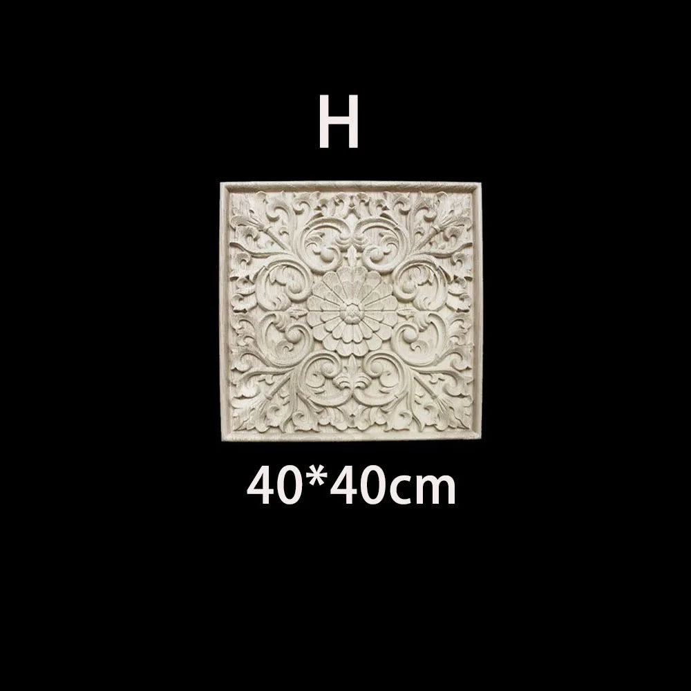 Unique Natural Floral Wood Carved Onlays and Appliques Wood Figurines for Decor Home Decoration Accessories wood furniture decal