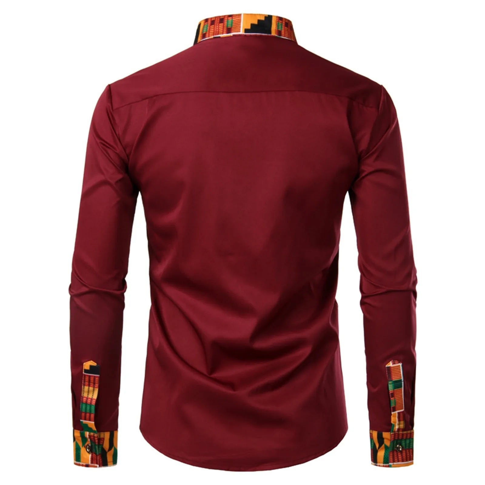 Men'S Shirts Men'S African Long Sleeve Printed Patchwork Design Button Up Shirt Seaside Vacation Casual Top Large Size