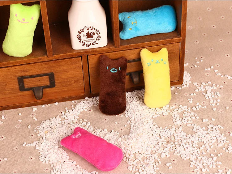 Pet Thumb Expressions Interactive Plush Cat Toy, Paper Chewing Teeth Grinding Anti Bite Toy, Contains Catgrass and Catnip