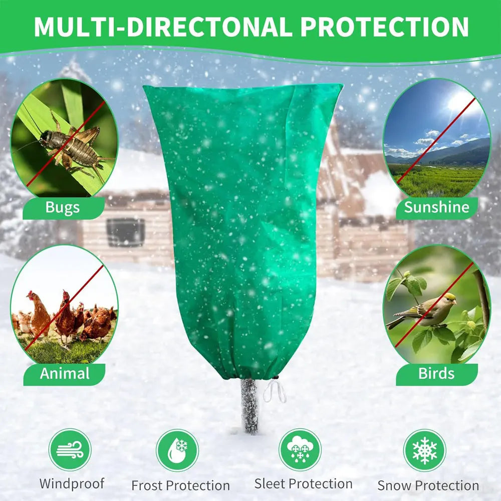 Plant Covers Freeze Protection Covers Frost Cloth Plant Anti-Freeze Shrub Protection Bag with Zipper Drawstring Frost Blankets
