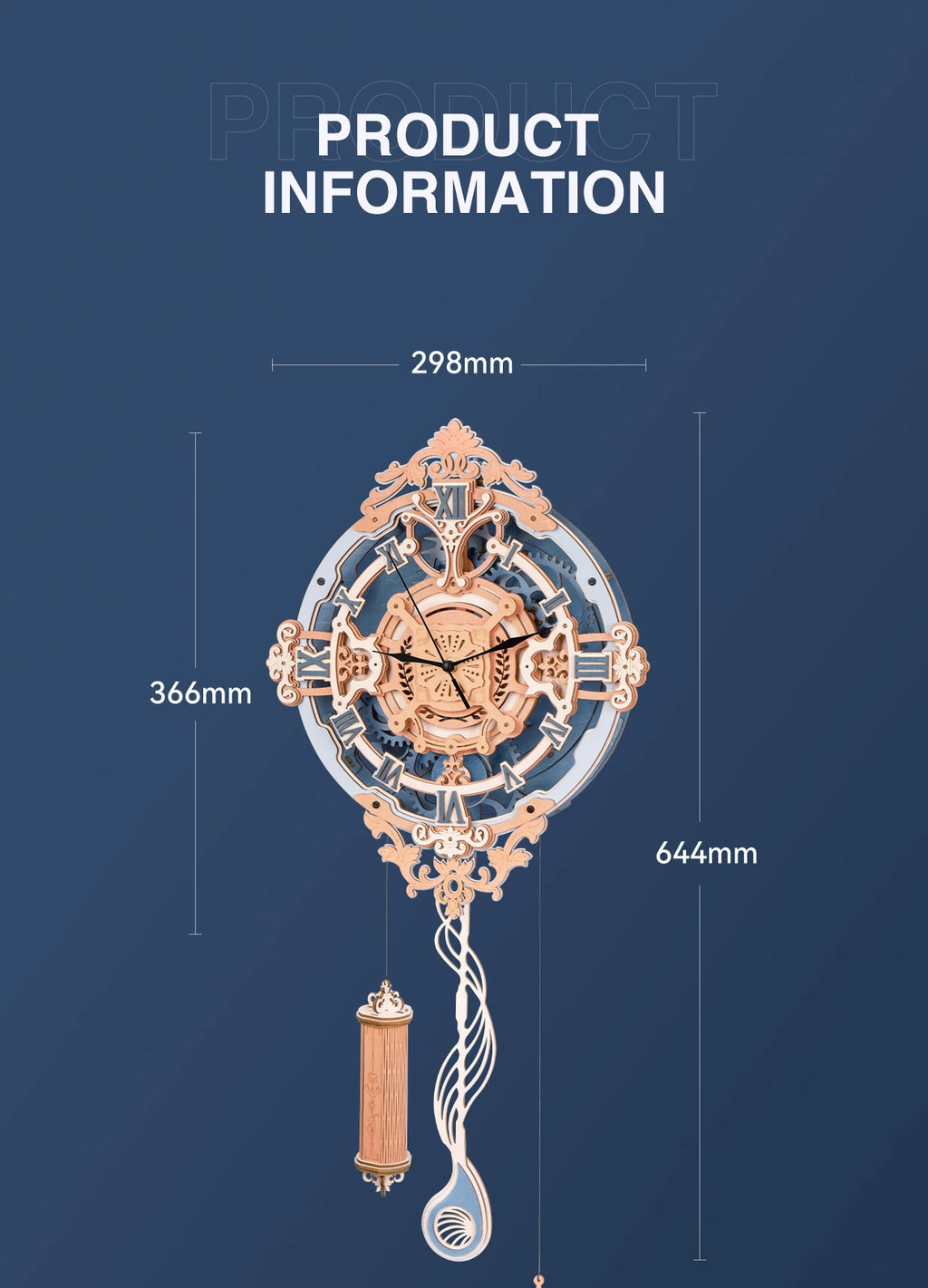 Robotime 3D Wooden Puzzle Gift for Kids Adults Mechanical Design DIY Wall Quartz Clock Crafts Hobbies Gift Room Decoration LC701