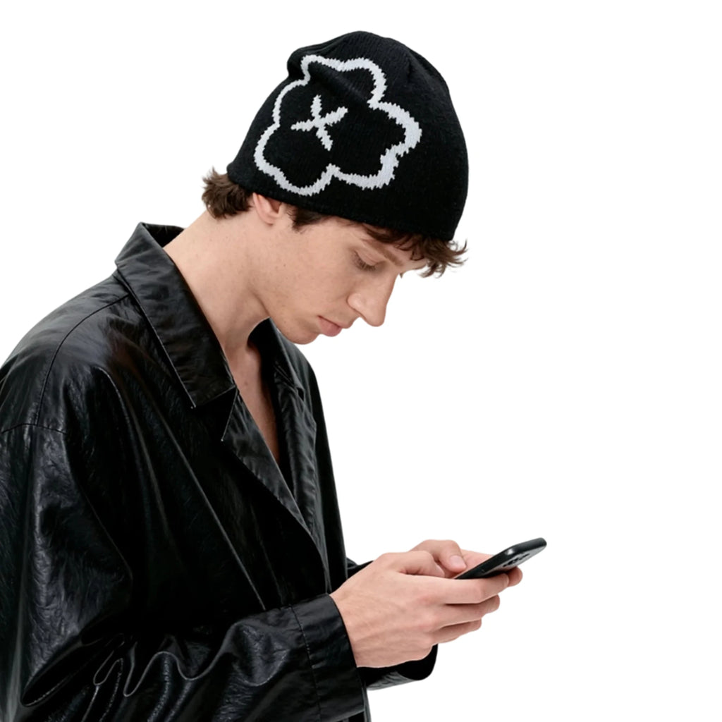 Women s Winter Knit Beanie Hat with Floral Design Soft and Stretchy Skull Cap for Outdoor Activities Warm and Cozy