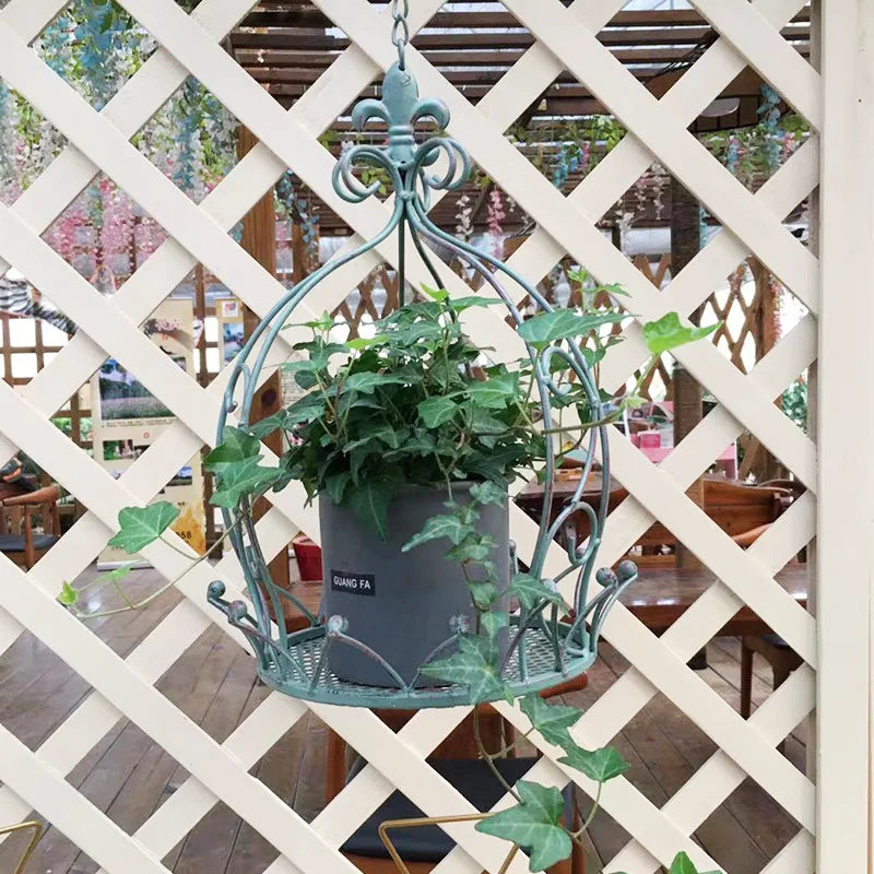 European style iron hanging basket indoor balcony hanging hanging basket outdoor garden courtyard succulent flower pot rack