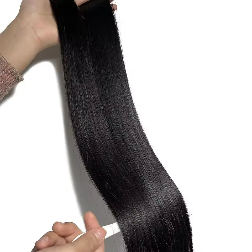 Straight Tape in Human Hair Extensions Natural Hair Extension Color #1B 14-26 Inches Brasil Remy Human Hair For Black Woman