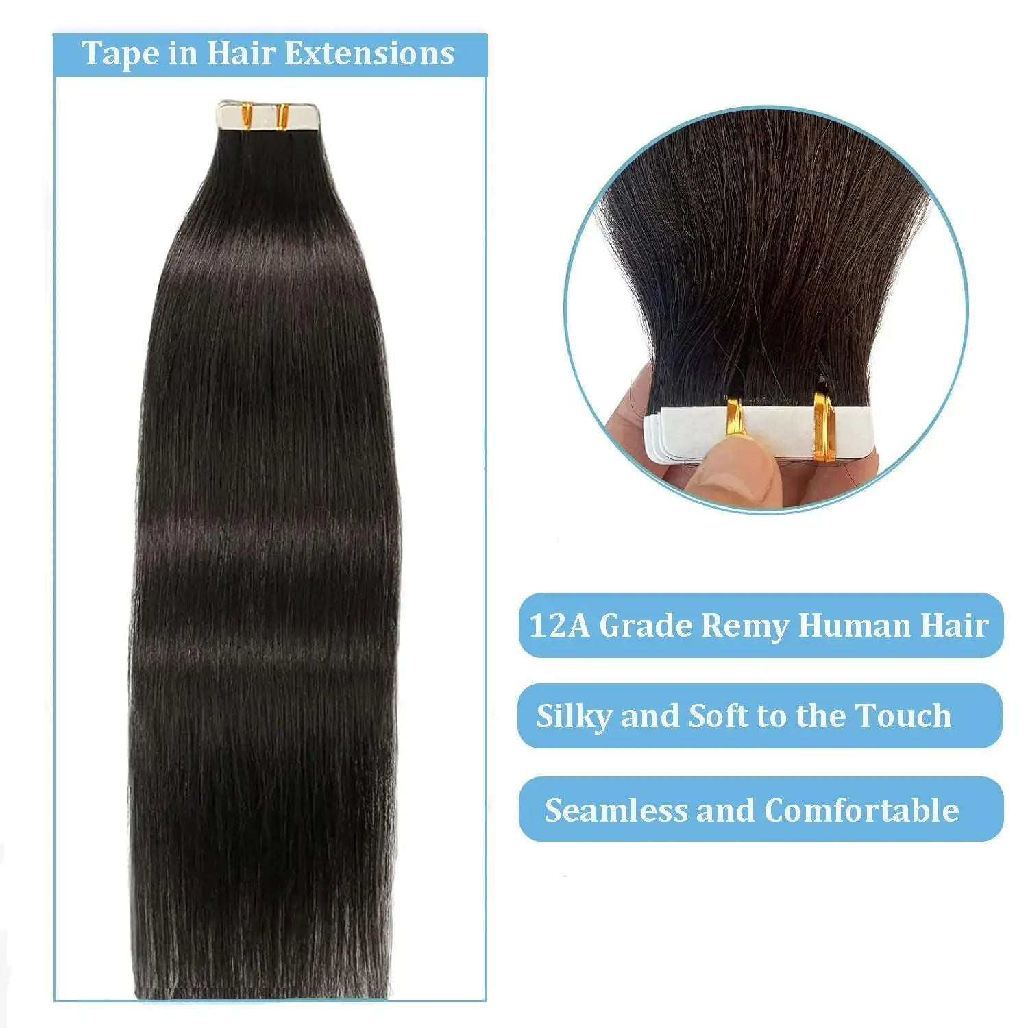 Reba Mini Tape In Human Hair Extensions Straight Human Hair European Remy Tape Adhensive Real Thick Human Hair Extensions 20pcs