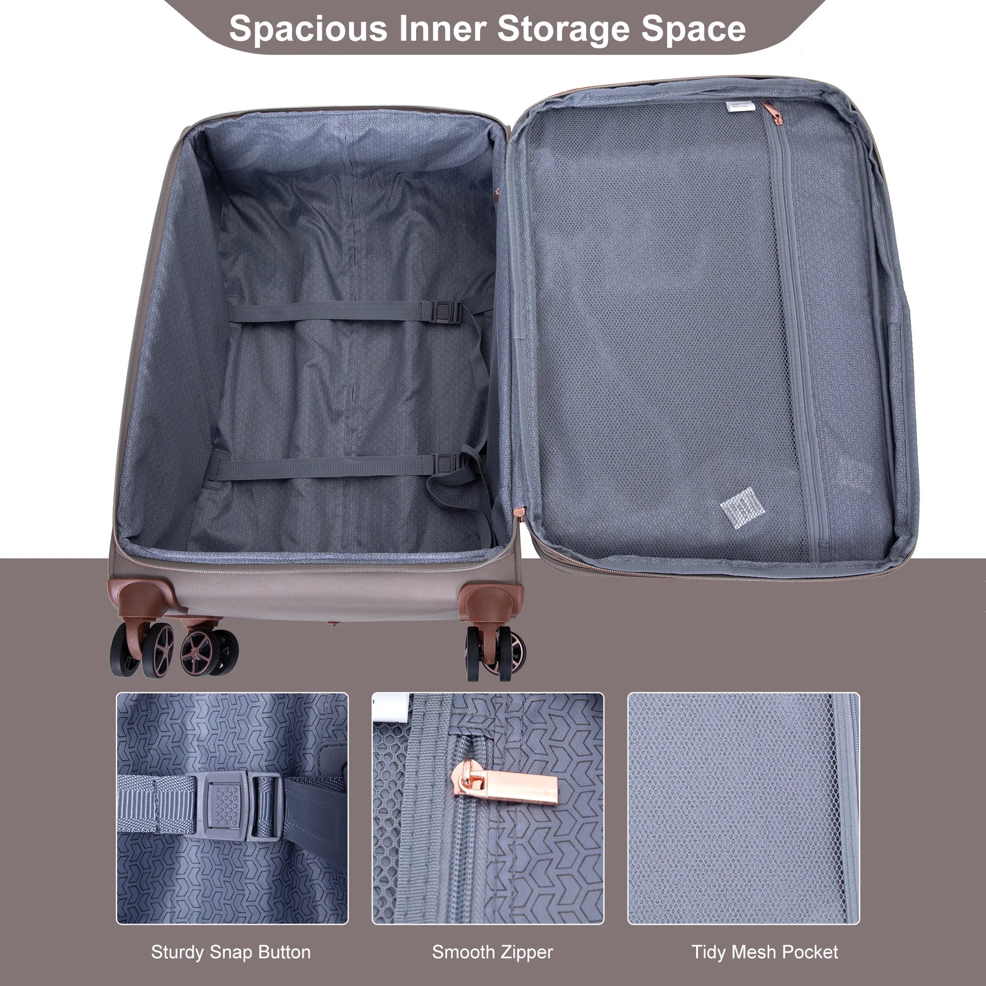 Travelhouse 4 Piece Luggage Set Softside Expandable Lightweight Suitcase with Double Spinner Wheels