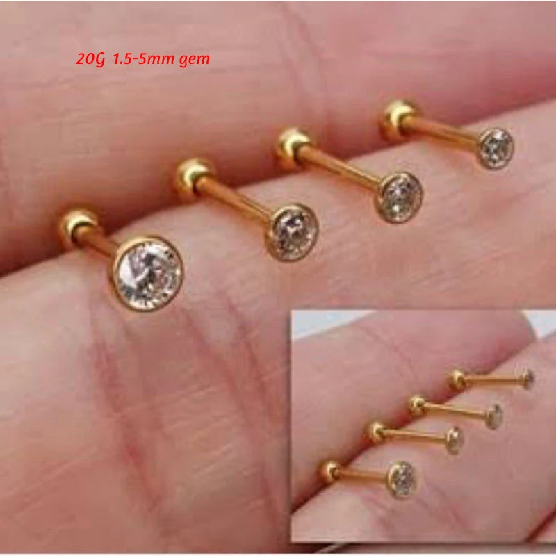 1Pc 20G 0.8mm 1.5-5mm Surgical Steel Ear Piercing Stud Small Nose Ring  Couch Ear Cartilage Ear Helix Body Piercing Jewelry