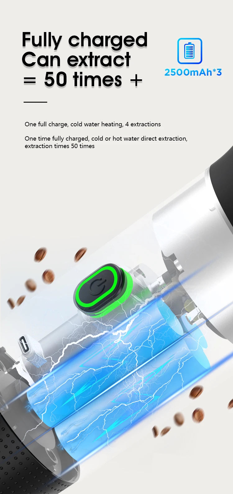 Coffee Machine Wireless Electric Coffee Machine Portable Espresso Coffee Machine Maker 3-in-1 Capsule Powder Travel Coffee Maker