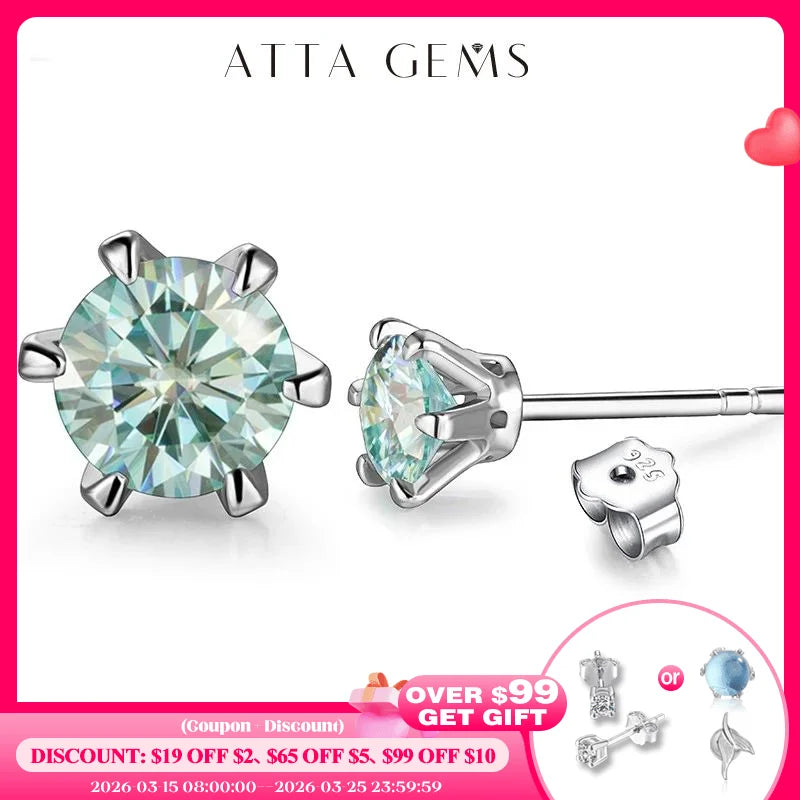 New Arrival 0.5 Carat Moissanite Gemstone Stud Earrings for Women Solid 925 Sterling Silver D Color Solitaire Fine Jewelry