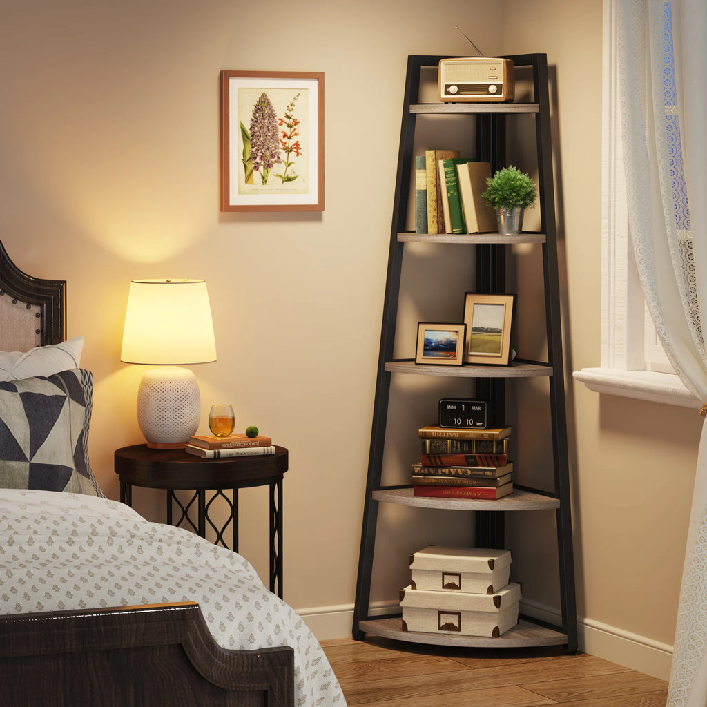 Tribesigns Bookcase Corner Book Shelf Rack Wood Bookshelf Storage Shelves