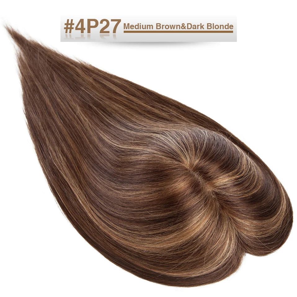 S-noilite 15x16cm Silk Top Hair Toppers Human Hair Silk Base Scalp Topper Wigs 5 Clips In Hair Extension Natutal Hair Piece