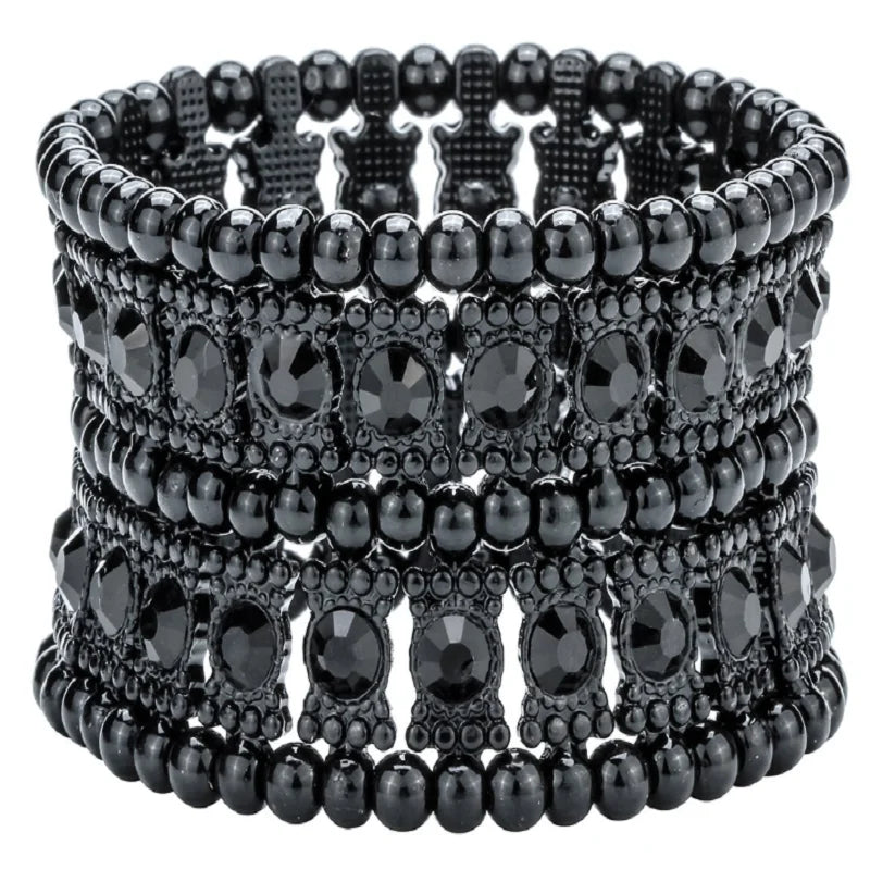 Multilayer stretch cuff bracelet women crystal wedding bridal jewelry gold silver color with crystal B22 wholesale dropshipping