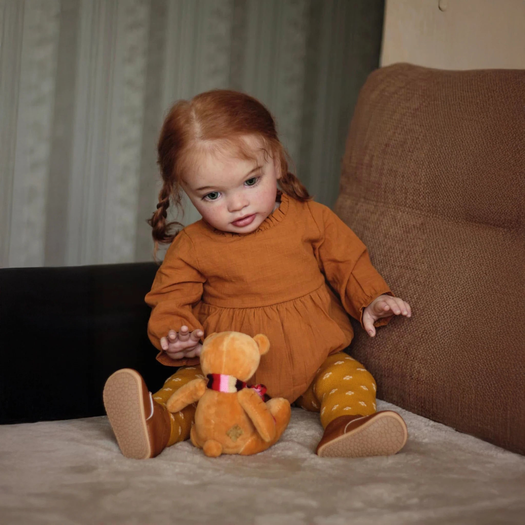 26inches Pippa Toddler Girl Doll with Cute Freckles On Face Toddler Huge Baby Size Dark Skin Lifelike Soft Touch