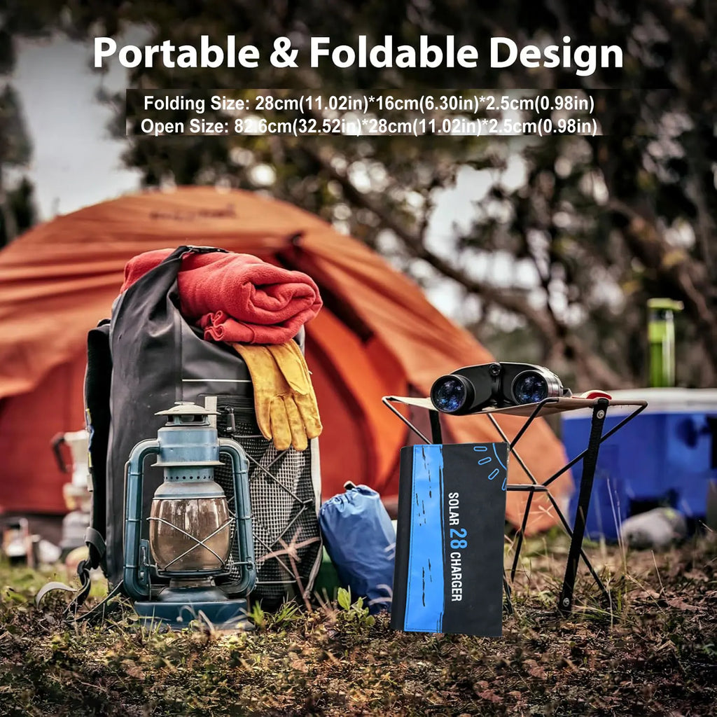 28W Portable Solar Panel 5VFolding Solar Panel 2 USB Ports Phone Charger with SunPower Solar Cell for mobilephone Camping Hiking