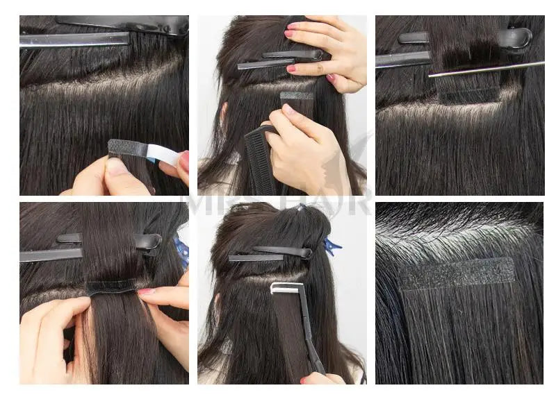 MRS HAIR Light Yaki Tape In Hair Extensions Human Hair Cuticle Remy Tape in Extensions SilkPressed Yaki Tape ins 12-26inch 20pcs