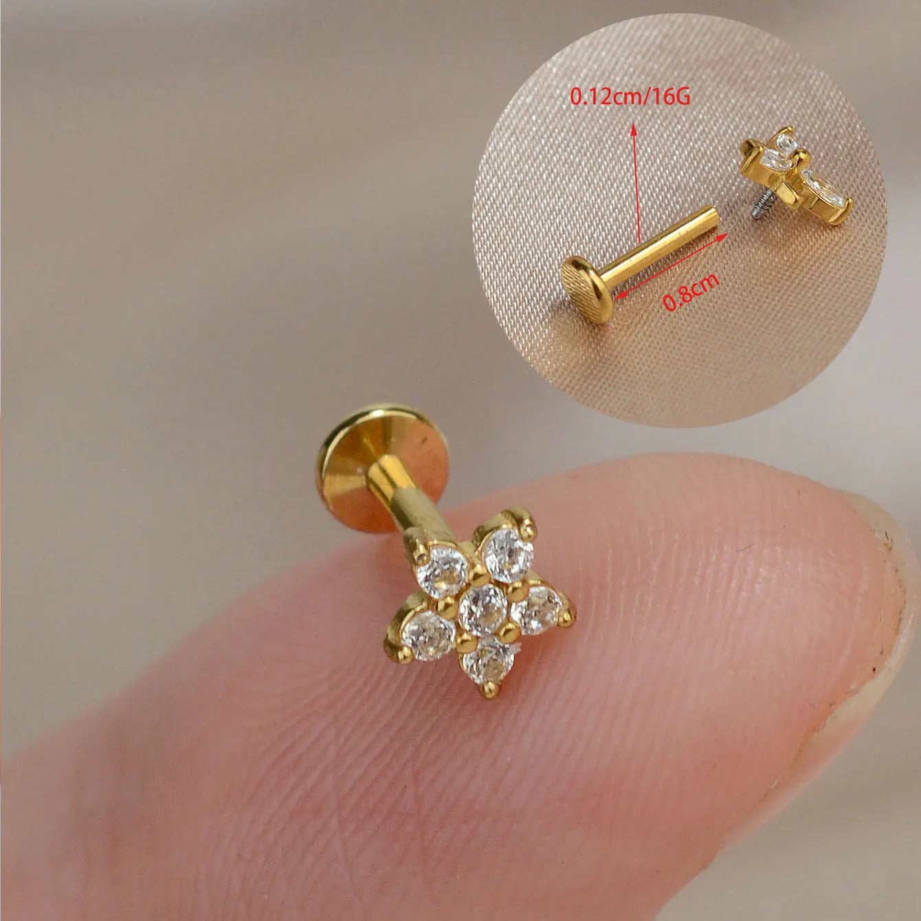 1Piece 16G Titanium Steel CZ Leaf Bee Piercing Lip Labre Studs Tragus Helix Cartilage Couch Lobe Earrings Body Jewelry For Women