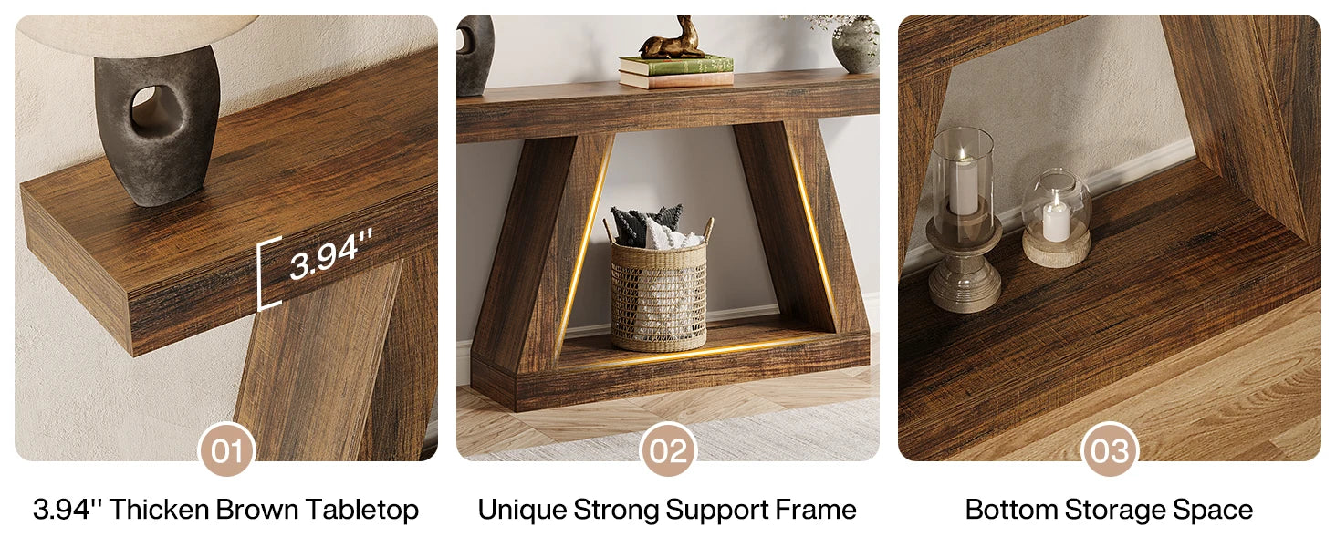 Tribesigns 55-Inch Rustic Console Table with Storage Industrial Wooden Entryway Table for Hallway Living Room