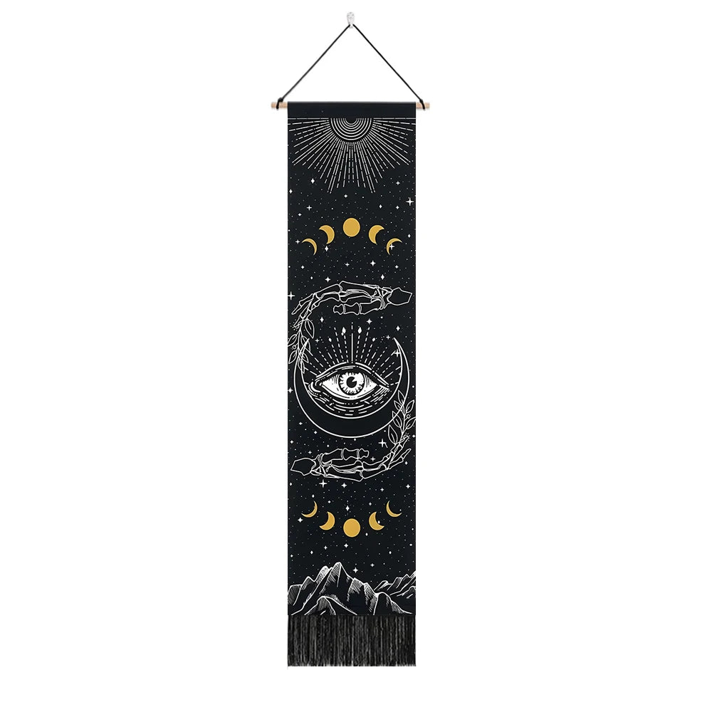 Spsychedelic Gothic Skull Tapestry Wall Hangings Trippy Black Evil Eye Skeleton Hand Tapestry for Bedroom Living Room Dorm Decor