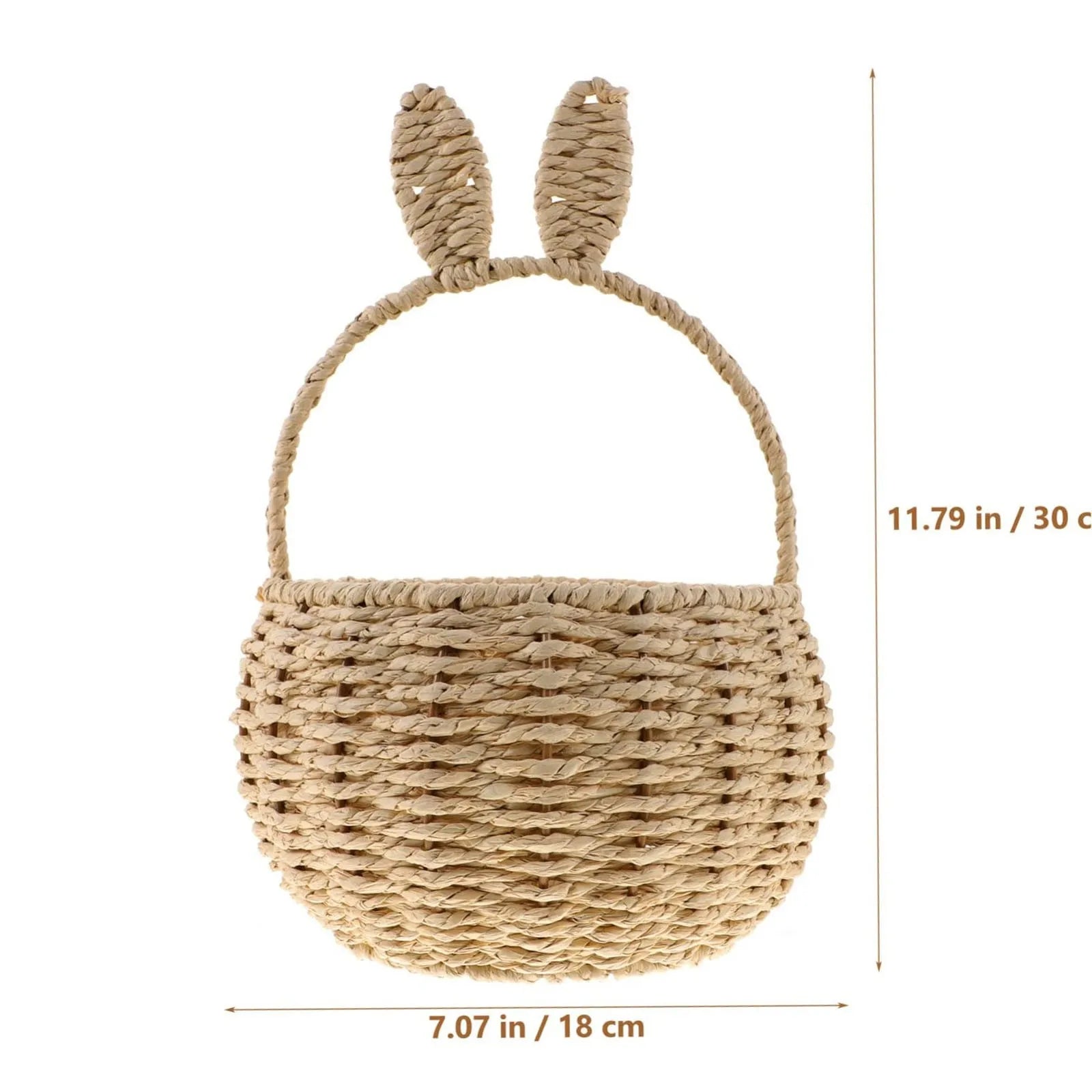 Bunny Rattan Woven Basket Rabbit Ear Storage Box Paper String Handwoven Easter Party Candies Basket Rabbit Picnic Home Room Deco