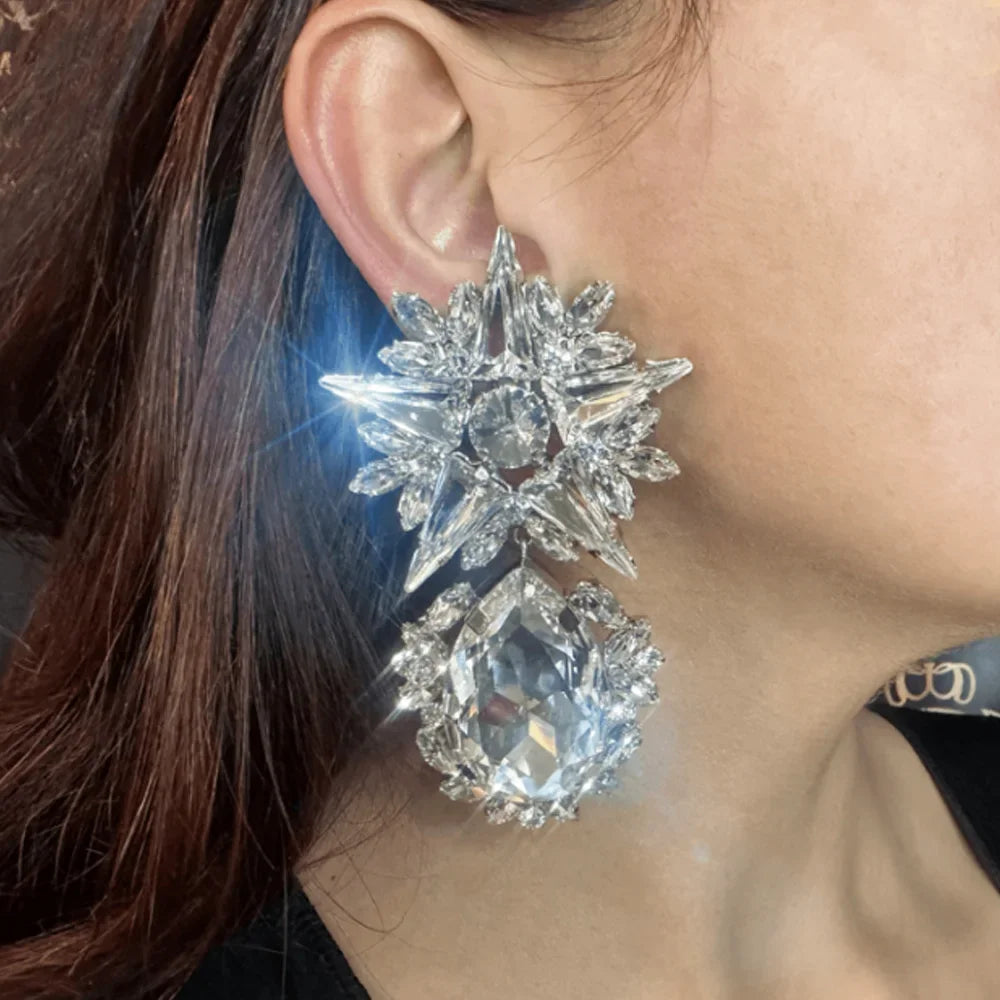 Stonefans Geometric Dangle Earrings Statement 2024 Trend Elegant Jewelry Party Accessories Bridal Festival Wedding for Women