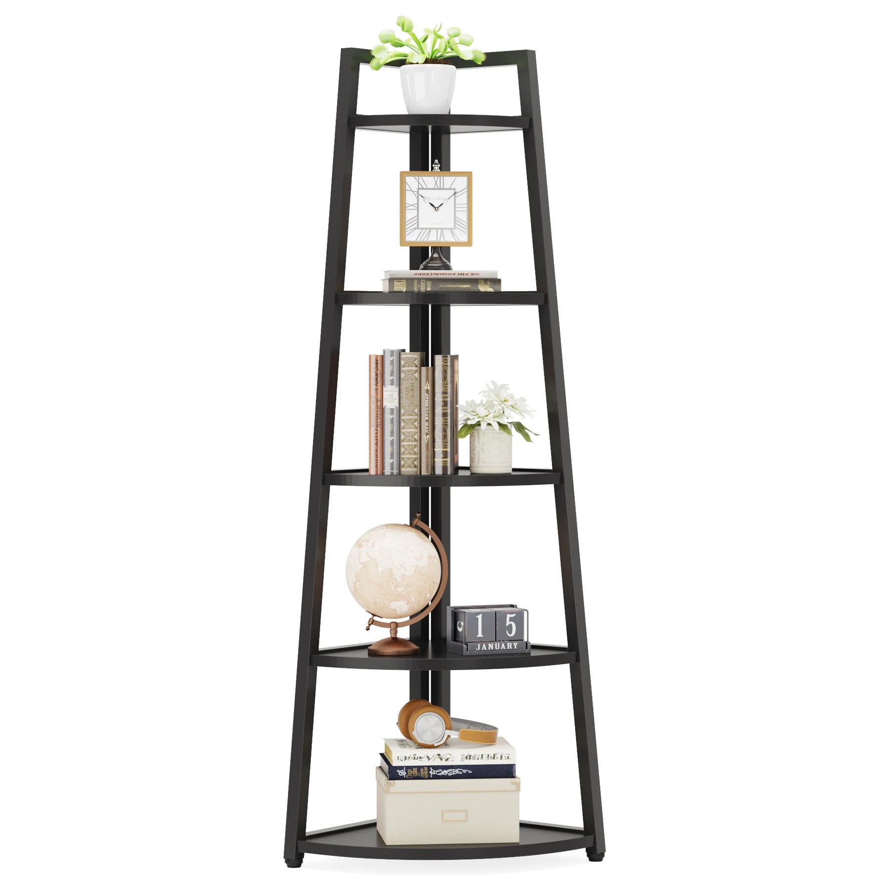 Tribesigns Bookcase Corner Book Shelf Rack Wood Bookshelf Storage Shelves