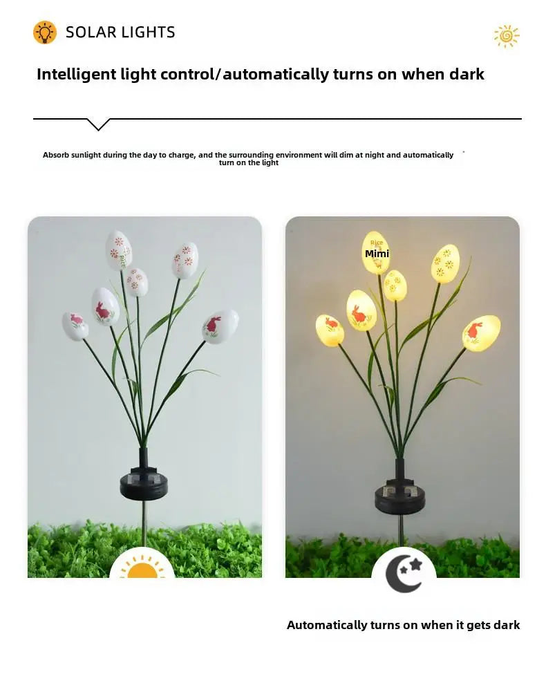 6/12 pcs garden lights Easter Eggs,  Waterproof garden path courtyard Hunt Game Party Favors Supplies Solar lamp
