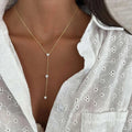 Stonefans Simple Metal Chain Heart Necklace Crystal Jewelry for Women Fashion Y Shape Neckalce Thin Chain Choker Accessories