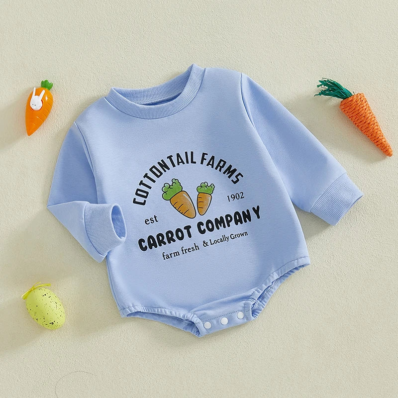 Easter Bunny Rabbit Ear Hooded Rompers for Baby Girls Boys Carrot Letter Print Long Sleeve Spring Bodysuits Jumpsuits with
