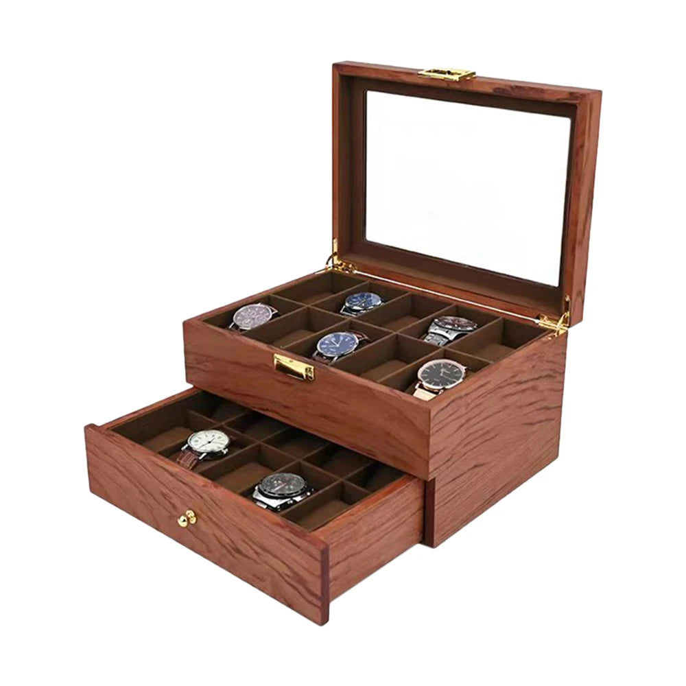 20 Slot Wooden Watches Display Box Case Jewelry Watch Storage Organizer