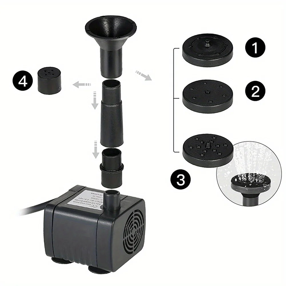 Solar Fountain with 6 Nozzles - 1.4W Solar Panel Floating Water Pump for Bird Baths, Pools, Garden DIY Waterfall Yard Decor