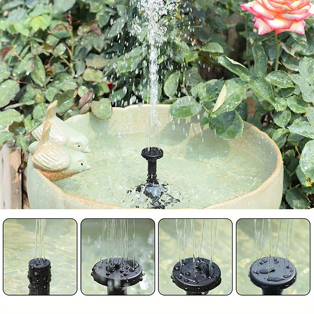 Solar Fountain with 6 Nozzles - 1.4W Solar Panel Floating Water Pump for Bird Baths, Pools, Garden DIY Waterfall Yard Decor