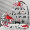 Red Cardinal Memorial Gifts – Crystal Acrylic Heart. Xmas Centerpiece, Sympathy for Loss.