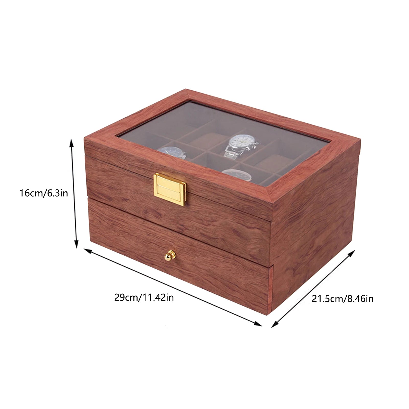 20 Slot Wooden Watches Display Box Case Jewelry Watch Storage Organizer