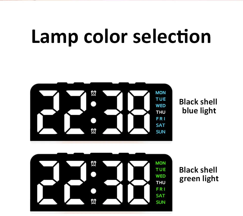 Digital LED Alarm Clock Desktop Table Clock Night Light with Time Temperature Display Backlight Snooze Clock Modern Decor