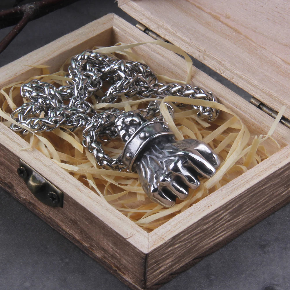 stainless steel Gothic Pendants Fist Necklace Cool Street Style Necklaces For Men Collar Hombre Neck Chains Punk Jewelry Gift