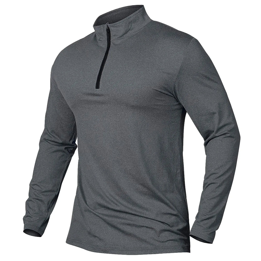 Men'S Active Sports Shirts Soild Quarter Zip Long Sleeve Running Pullover Tops Outdoor Sweatshirt Summer Breathable Shirt