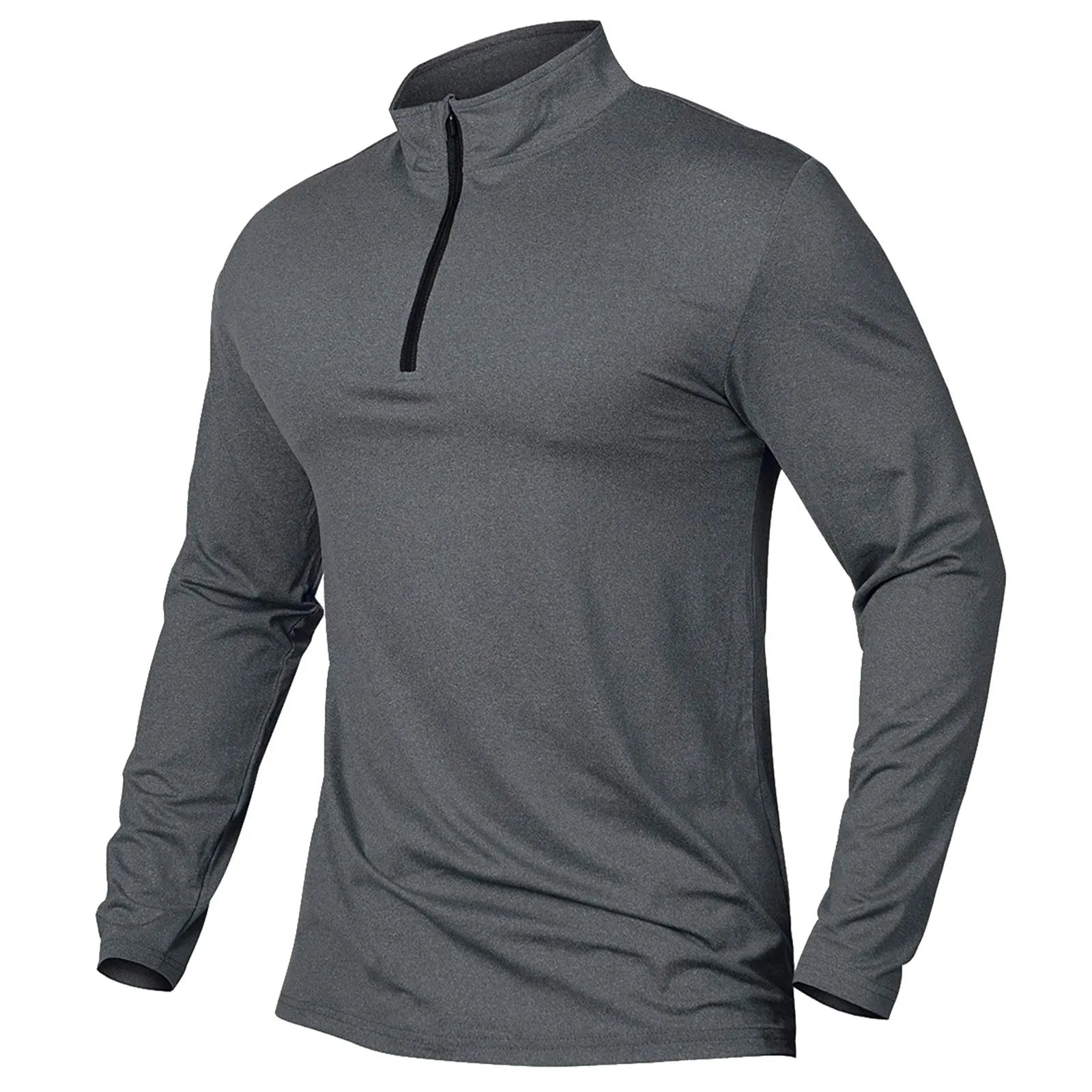 Men'S Active Sports Shirts Soild Quarter Zip Long Sleeve Running Pullover Tops Outdoor Sweatshirt Summer Breathable Shirt