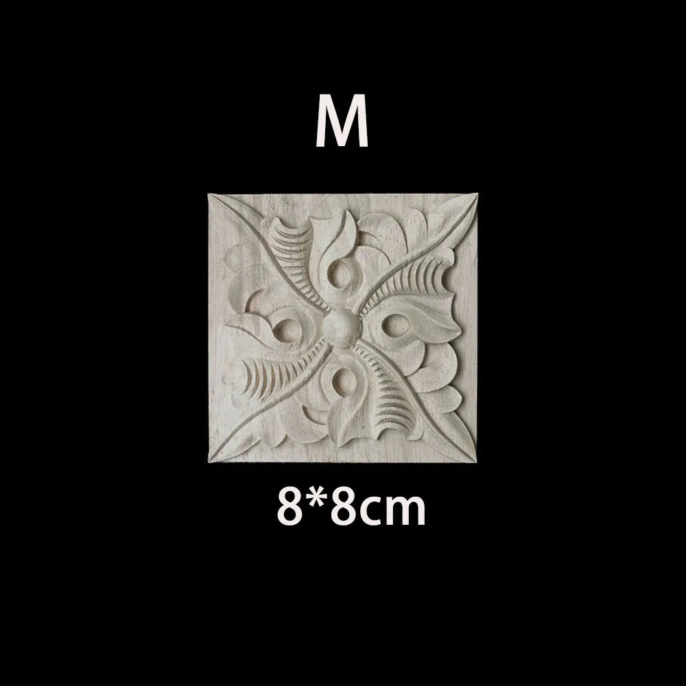 Unique Natural Floral Wood Carved Onlays and Appliques Wood Figurines for Decor Home Decoration Accessories wood furniture decal