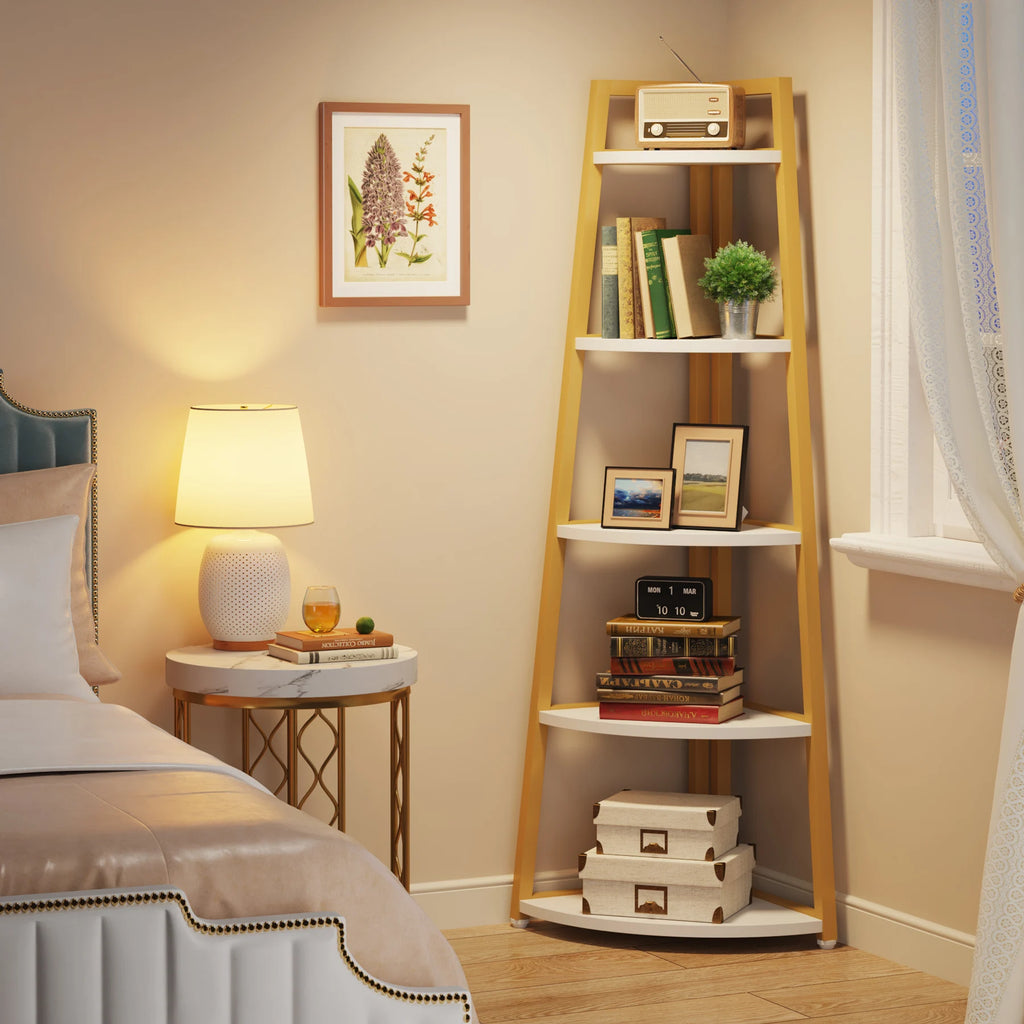 Tribesigns Bookcase Corner Book Shelf Rack Wood Bookshelf Storage Shelves
