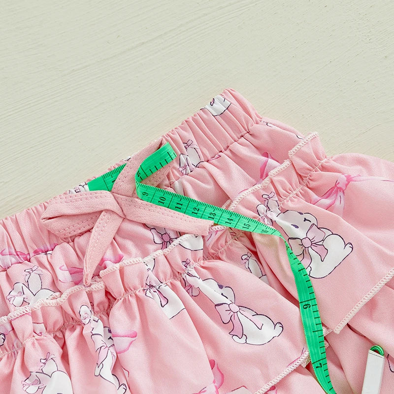 Adorable Toddler Easter Dress Floral Print Sleeveless Romper Ruffle Shorts Headband 3-Piece Outfit Set for Baby Girls